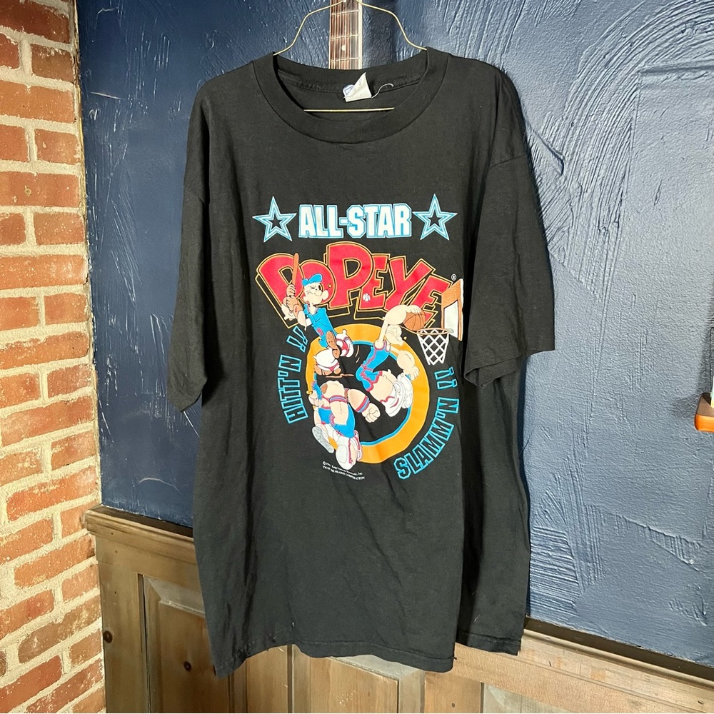 Popeye Olive Oyl Cartoon T Shirt Single Stitch Double Side Graphic XL